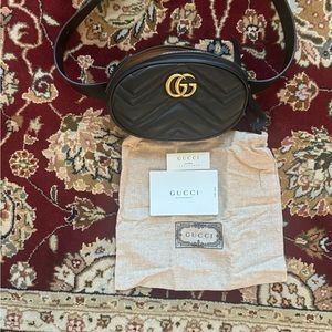 🍁SOLD🍁Gucci GG Marmont Belt Bag Matelasse Leather Black
